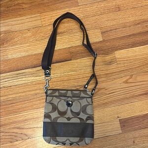 Brown and Tan Coach Crossbody Bag